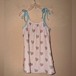 SweetHoney Pink Floral Pajama Top with Blue Ties- Size 6Y